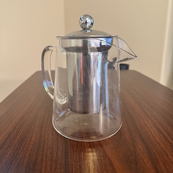Other - Elegant Glass Teapot with Silver Lid and Infuser (Small & Handy)